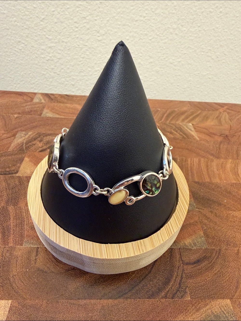 Silver Tone Multi-Stone Link Bracelet